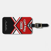 ダークレッド、ブラック、ホワイトのチアリーダーの衣装 ラゲッジタグ (正面横)