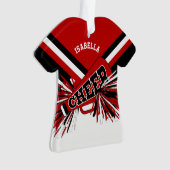 ダークレッド、ブラック&ホワイトのチアリーダー📣💖 オーナメント (正面)