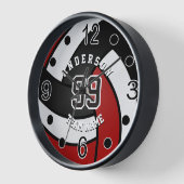 ダークレッド、ブラック&ホワイトのバレーボール 壁時計 (傾斜)