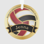 ダークレッド、ブラック、金ゴールドバレーボール | DIY名 オーナメント (裏面)