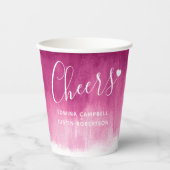 ダークレッド・ブルゴーニュ抽象芸術結婚・アート 紙コップ (正面)