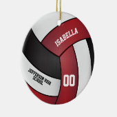 ダークレッド、ホワイト、ブラックバレーボール セラミックオーナメント (右)