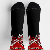 ダークレッド、ホワイト、ブラック・チアリーダー ソックス (上部)