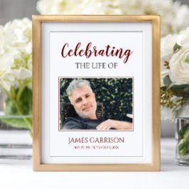 ダークレッド ライフのお祝い フォト葬式 ポスター