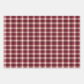 ダークレッド、レッド、クリームプレイド ラッピングペーパーシート (正面3)