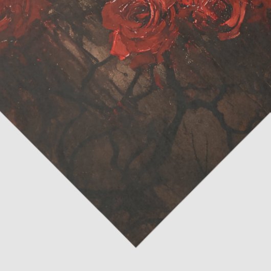 ダークレッド・ローゼデコページ付きゴシック風のレイヴン 薄葉紙 (詳細)