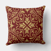 ダークレッド&金ゴールドグリッターフローラモロッコ動機 クッション (裏面)