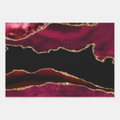 ダークレッド&金ゴールドグリッターマーブルゲート ラッピングペーパーシート (正面3)