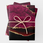 ダークレッド&金ゴールドグリッターマーブルゲート ラッピングペーパーシート (インサイチュ)