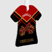 ダークレッド、金ゴールド、ブラックチアリーダー オーナメント (正面)