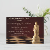 ダークレッド 30歳の誕生日パーティー チェスのポーン 招待状 (スタンド正面)