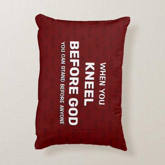 ダークレッドKNEEL BEFORE GOD祈りの言葉アクセント枕 アクセントクッション (裏面(縦))