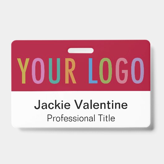 ダークレッドPVC名バッジ（クリップラニヤードまたはリール） バッジ (Front)