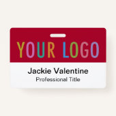 ダークレッドPVC名バッジ（クリップラニヤードまたはリール） バッジ (正面)