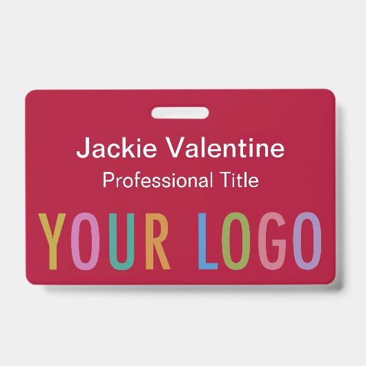 ダークレッドPVC名バッジ（クリップリールまたはラニヤード） バッジ (Front)