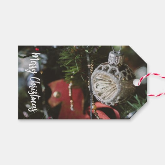 ダークレトロクリスマスツリー ギフトタグ (正面(横))
