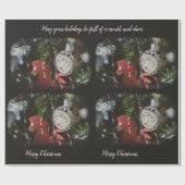 ダークレトロクリスマスツリー ラッピングペーパー (フラット)