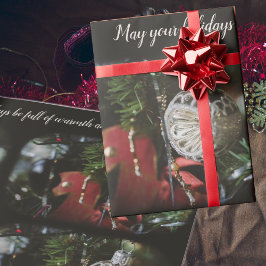 ダークレトロクリスマスツリー ラッピングペーパー