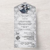 ダークレースモノグラムスケルトンゴシックQRコード結婚ズ オールインワン招待状 (内側)