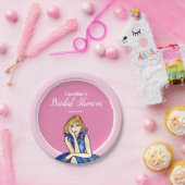 ダークロイヤルブルーのコックテールドレスのファッションイラスト ペーパープレート (パーティー)