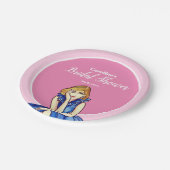 ダークロイヤルブルーのコックテールドレスのファッションイラスト ペーパープレート (アングル)