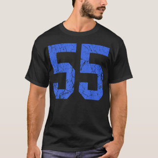 ダークロイヤルブルーのディストressed 55番ジャージ選手 tシャツ