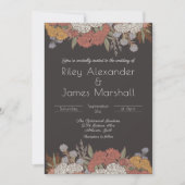 ダークロマンスアールヌーボーフローラ結婚ブーケ 招待状 (正面)