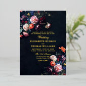 ダークロマンスフェアユタリームーディフローラ結婚フレーム 箔招待状 (立ち正面)