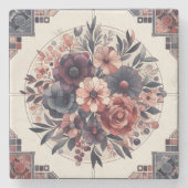 ダークロマンスブルゴーニュアールデコフローラ夏 ストーンコースター (正面)