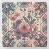 ダークロマンスブルゴーニュアールデコフローラ夏 ストーンコースター (正面)