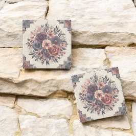 ダークロマンスブルゴーニュアールデコフローラ夏 ストーンコースター