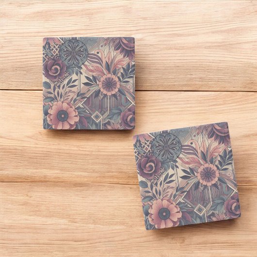 ダークロマンスブルゴーニュアールデコフローラ夏 ストーンコースター