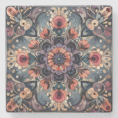 ダークロマンスブルゴーニュアールデコフローラ夏 ストーンコースター (正面)