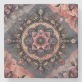 ダークロマンスブルゴーニュアールデコフローラ夏 ストーンコースター (正面)