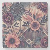 ダークロマンスブルゴーニュアールデコフローラ夏 ストーンコースター (正面)