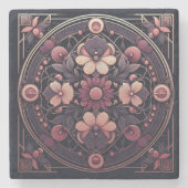 ダークロマンスブルゴーニュアールデコフローラ夏 ストーンコースター (正面)