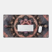 ダークロマンスブルゴーニュアールデコフローラ夏 デスクマット (キーボード&マウス)
