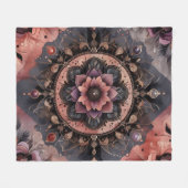 ダークロマンスブルゴーニュアールデコフローラ夏 フリースブランケット (正面(横))