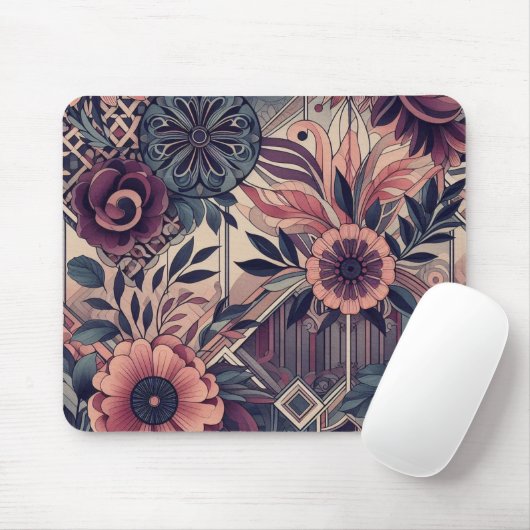 ダークロマンスブルゴーニュアールデコフローラ夏 マウスパッド (マウス)