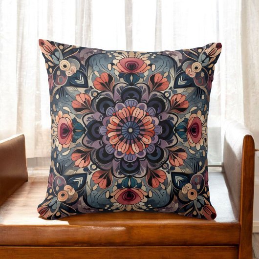 ダークロマンスボホウォーター色フローラ春夏 クッション