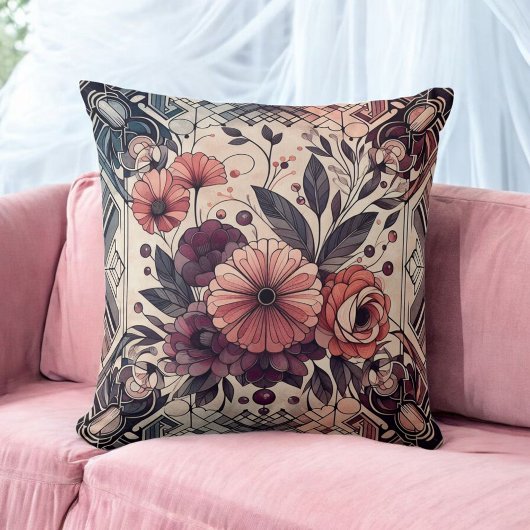 ダークロマンスボホウォーター色フローラ春夏 クッション