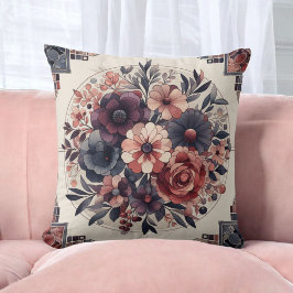 ダークロマンスボホウォーター色フローラ春夏 クッション