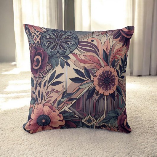 ダークロマンスボホウォーター色フローラ春夏 クッション