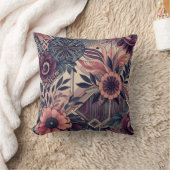 ダークロマンスボホウォーター色フローラ春夏 クッション (ブランケット)