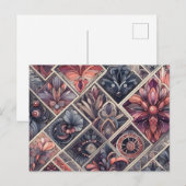 ダークロマンス バーガンディ アートデコ フラワー サマー ポストカード (正面/裏面)