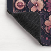 ダークロマンス バーガンディ アートデコ フラワー サマー マウスパッド (コーナー)