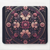ダークロマンス バーガンディ アートデコ フラワー サマー マウスパッド (正面)