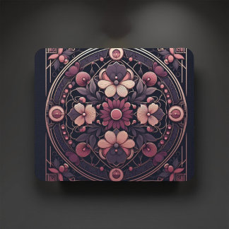 ダークロマンス バーガンディ アートデコ フラワー サマー マウスパッド