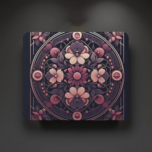 ダークロマンス バーガンディ アートデコ フラワー サマー マウスパッド