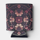 ダークロマンス バーガンディ アートデコ フラワー サマー 缶クーラー (裏面)